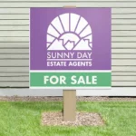 Lamp Post Toblerone Signs: Printed Correx for sale sign on a post