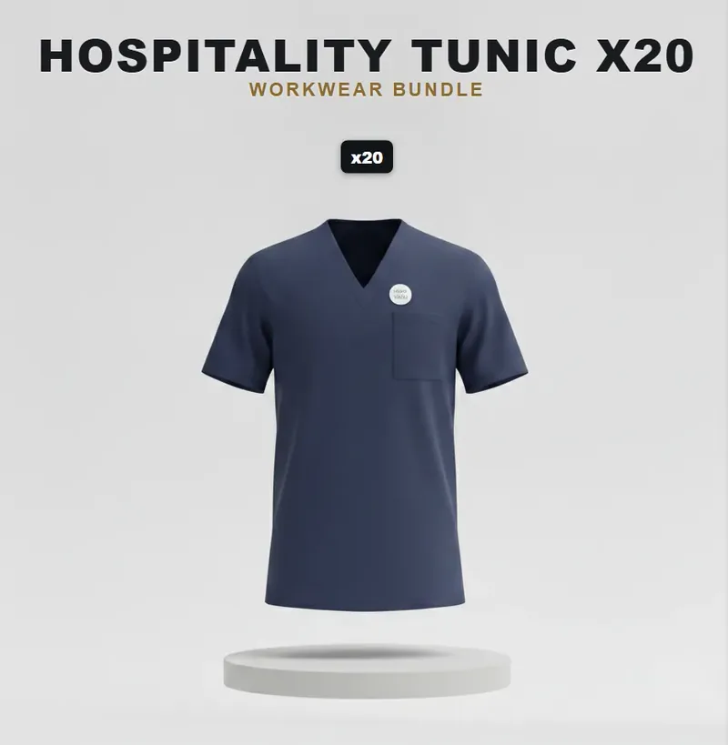 20 tunics: the garments in the kit, each with a logo