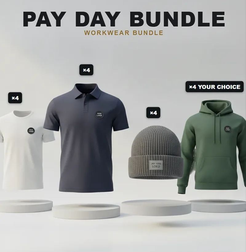 Pay day pack: the garments in the kit, each with a logo