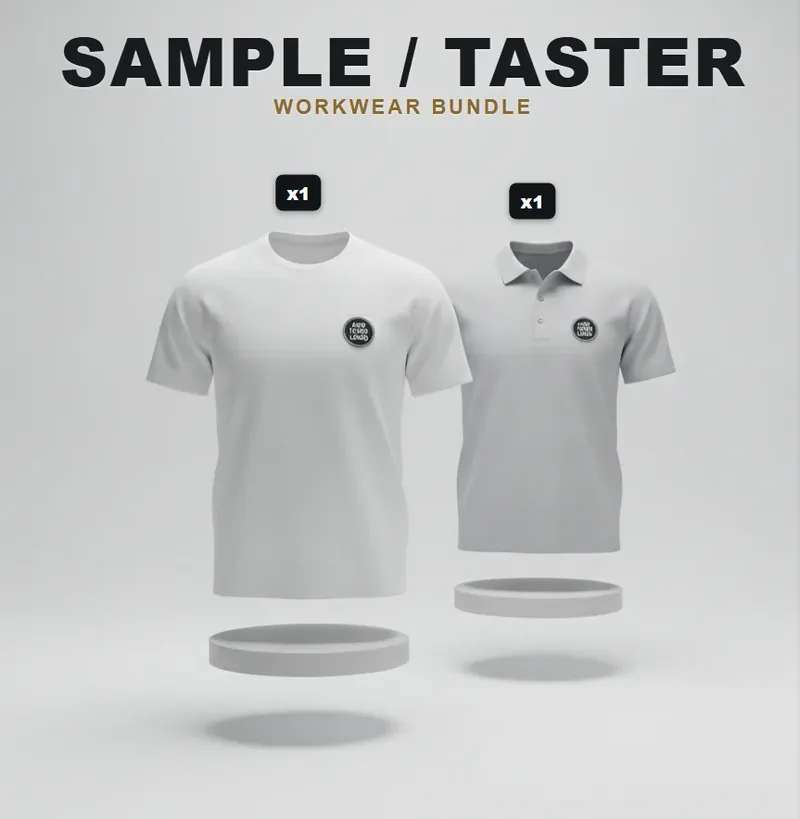 Taster pack: the garments in the kit, each with a logo