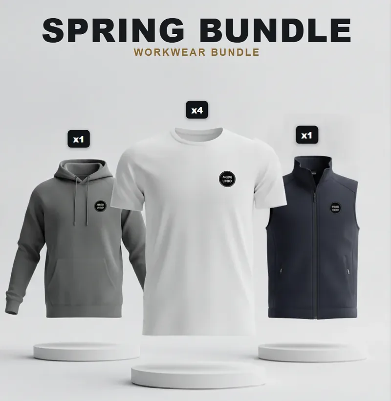 Spring pack: the garments in the kit, each with a logo