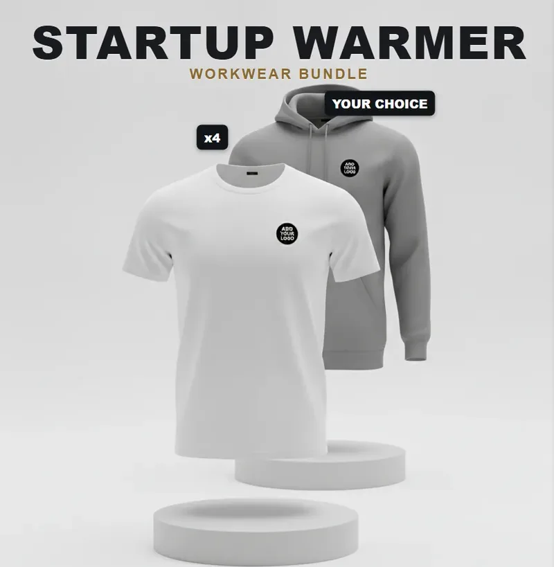 Start-up pack: the garments in the kit, each with a logo