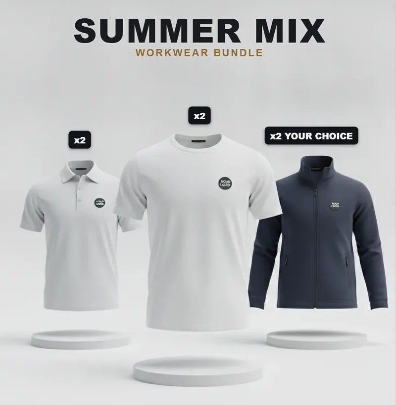 Summer pack: the garments in the kit, each with a logo