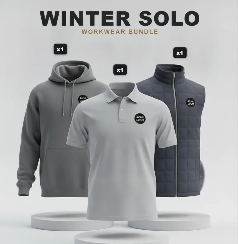 Winter solo pack: the garments in the kit, each with a logo